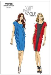 8763 VOGUE LOOSE FIT PULLOVER CAP SLEEVE DRESS PATTERN 6-10